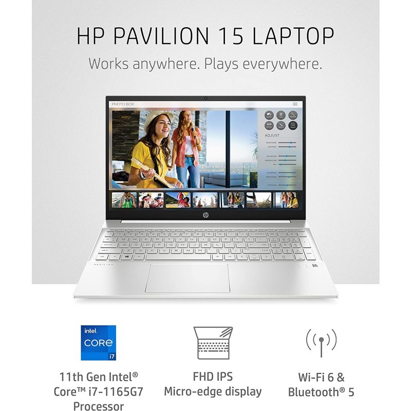 HP 惠普 Pavilion 15 笔记本电脑,第11 代 Intel Core英特尔酷睿 i7-1165G7 处理器,16 GB 内存,512 GB 固态硬盘存储,全高清 IPS 微边框显示屏,Windows 10 Pro,紧凑设计,